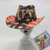 Chapéu de Cowboy Ocidental Mais Vendido na Amazon Transfronteiriço com Estampa Estilo Vintage para Homens, Estilo Chapéu para Exterior, Chapéu de Palha, Chapéu de Palha de Cavaleiro