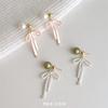 "Romance de Primavera" Pendientes Elegantes de Perlas con Lazo Rosa y Blanco Pendientes Únicos de Primavera y Verano Nuevos Pendientes 2025