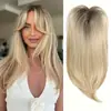 Postizo de Cabello Sintético Estilo Europeo y Americano para Mujer, Cabello Largo Rizado con Color Degradado, Flequillo Natural Transpirable, Potenciador de Volumen Capilar