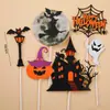 Decoração do bolo de Halloween cola macia bonito fantasma enfeites de abóbora feliz Dia das Bruxas teia de aranha cartão plug-in