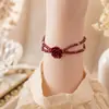 Conjunto de dos piezas de pulsera de doble capa y anillo con cuentas finas de granate rosa burdeos, estilo vintage, favorecedor para niñas, adecuado para el uso diario.