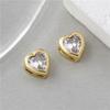 Colgante de oro de 14 quilates con forma de corazón redondo tridimensional con incrustaciones de circonitas, hecho a mano, para collar y pulsera.