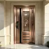 Vivienda comercial para el hogar de acero inoxidable con puerta puerta central color bronce antiguo estilo chino puerta principal de villa de acero inoxidable casa de campo autoconstruida