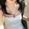 Primavera y Verano Nuevo Estilo Apilado Colorido Colgante de Flor Pequeña Cadena Clavícula Collar Colgante de Manzana Roja Lindo para Mujer Accesorios