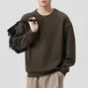 Sudadera Henley de Manga Larga para Hombre 2026 Otoño Estilo Old Money Cuello Henley Media Cremallera Cuello Redondo Sencilla Holgada Versátil