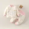 Roupas de Bebê 40g Conjunto Dividido Acolchoado para Recém-Nascido Espessado Roupas de Outono e Calça Longa Conjunto de Duas Peças Categoria Bebê a Pijama