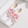 Estilo Ins Pendientes de Acero Inoxidable Esmalte de Color Contrastante Lujo Ligero Temperamento Sensación de Alta Gama Pendientes Largos Irregulares Colgantes Adornos para Orejas