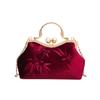 Comércio Exterior Transfronteiriço 2024 Nova Bolsa de Veludo Feminina Bolsa Sanduíche Ombro Portátil Crossbody Cheongsam Bag Artístico Guofeng Bag