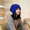 Gorro de Lana de Punto Coreano de Gran Circunferencia para Mujer Otoño e Invierno, Hace que la Cara se Vea Más Pequeña, Cálido y Versátil, Gorro de Punto Moderno