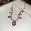 Set de Collar y Pendientes Flor de Diamante Vintage de Segunda Mano Lujo Accesible Cadena Alta para Clavícula Collar Estilo Palacio para Mujer