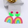 Nuevos pendientes geométricos de color fluorescente Arcoíris joyería para orejas pendientes de semicírculo cosidos personalidad de moda pendientes sencillos para mujer