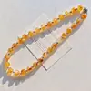 Conjunto de Pulseira e Colar de Cristal Amarelo Transparente Gelo Natural de Alta Qualidade Fecho Magnético Francês