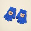 Guantes de invierno para niños, nuevos guantes de lana de punto de cinco dedos resistentes al frío y al calor con diseño de oso de dibujos animados para niños y niñas.