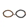Amazon Pulsera de Piedra Natural Ojo de Tigre Ágata Caliente Tejida Acero Inoxidable Pulsera Magnética de Pareja Amor al por Mayor