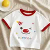 Camisetas de Manga Corta de Algodón Puro con Bloques de Color Estilo Coreano Nuevas de Verano para Niños y Niñas, Estampados de Dibujos Animados para Niños, Camisetas Versátiles Casuales de Verano de Moda