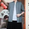 Camisa de Linho Cor Pura Verão 2025, Leve e Fresca Estilo Chinês Masculina Retrô Moderna Simples para Homens