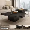 Mesa de café cuadrada de piedra de lujo de alta gama estilo italiano para apartamentos modernos pequeños, combinación minimalista negra para sala de estar del hogar