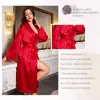 Moda de Comercio Exterior Camisón Nuevo Pijama Transfronterizo de Manga Larga para Mujer Elegante Jacquard Estampado de Leopardo Ropa de Casa Imitación de Seda