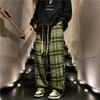 Calças Xadrez Retrô Estilo Americano Masculinas Outono e Inverno Espessas Estilo Japonês Descontraído Marca de Moda Reta Solta Preto e Branco Calças Casuais