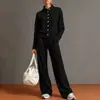 2026 moda feminina europeia e americana transfronteiriça novo conjunto de moletom cardigã de cor sólida com gola alta e calça pantalona para lojas online independentes