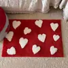 Tapete de Pé Macio Espesso de Veludo Absorvente Transfronteiriço com Letras em Formato de Coração para Uso Doméstico, Tapete de Chão com Pompom para Entrada de Quarto e Banheiro