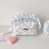 Colección de bolsas de almacenamiento estilo coreano, cesta de almacenamiento de fresas, estuche con volantes, organizador de labiales para niña, almacenamiento de artículos varios de escritorio y cosméticos
