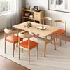 Mesa de comedor simple y moderna para apartamentos pequeños, adecuada para uso doméstico, restaurantes de comida rápida y espacios comerciales; mesa rectangular para propiedades de alquiler