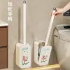 Cepillo para inodoro para uso doméstico, sin rincones muertos, no requiere taladro, cerdas suaves, mango largo, cepillo de limpieza para inodoro montado en la pared para el baño