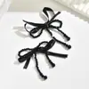 Brincos Femininos Elegantes e Doces com Laço, Tarraxas de Orelha com Pérolas Feitas à Mão, Design Personalizado, Acessórios de Orelha com Franjas Estilo Ins