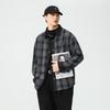 Camisa de Manga Larga a Cuadros Retro de Alta Gama para Hombre Otoño Holgada Tallas Grandes Casual Mezcla de Lana Camisa Chaqueta para Hombre Venta al por Mayor