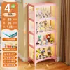 Vitrine de Vidro, Armário de Estatuetas para Sala de Estar, Estante de Aço com Portas, Armário de Armazenamento de Blind Box, Armário de Armazenamento em Camadas, Vitrine Estilo Creme