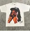 Camiseta Casual Masculina Vintage Tendência High Street Estampa de Letras Manga Curta Y2k Gótico Harajuku Hip Hop Para Casal