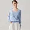 Suéter de Punto de Cachemira Falso de Dos Piezas para Mujer, Manga Larga, Multi-Botón, Nuevo Estilo Otoño/Invierno, Top Versátil, Suéter Holgado