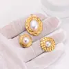 Ins Lujo Accesible Estilo Retro Acero Inoxidable Electrochapado Oro de 18K Perla de Imitación Colgante DIY Pendientes Collar Accesorios de Joyería