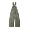Calça Jumpsuit Cargo Casual OREETA Vintage Desgastada com Múltiplos Bolsos para Homens e Mulheres Design de Nicho Solta Wide-Leg