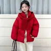Abrigo de Algodón Rojo de Invierno para Niñas Ropa Nueva para el Año Nuevo 2025 para Estudiantes de Secundaria Chaqueta Gruesa de Invierno Cálida para Niños Mayores