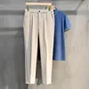 Calças Ocidentais Pequenas Masculinas Nove Pontos Slim Fit Retas Casuais Tamanho Grande Calças Masculinas Simples Pretas Outono Inverno Calças de Terno