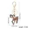 Chaveiro de Cabra da Série do Zodíaco Doze Animais Fofos Inserido com Diamantes Metal Chaveiro de Carro Pingente de Bolsa Acessórios