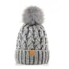 Chapéu de Lã Espesso com Pom-Pom Grande Forrado de Fleece para Outono e Inverno Trançado de Juta Cruzada com Pom-Pom Chapéu Macio e Quente Atacado Transfronteiriço