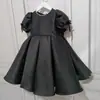 Nuevo Vestido de Niña Estilo Coreano Negro Estilo Hepburn Vestido de Princesa Traje para Cumpleaños Primer Año Actuación de Piano Vestido de Palacio Ponte