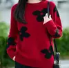 Comércio Exterior Outono e Inverno 2025 Suéter de Tricô Gola Redonda Color Block Jacquard Floral Redutor de Idade Camisa Solta de Manga Longa Top Básico para Mulheres