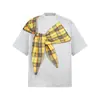 2025 Novo Retrô Americano Novo Design Nó de Laço Manga Curta Camiseta Alça Versátil Solta Pesada