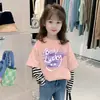 G2307# camiseta de manga comprida para meninas nova primavera outono infantil camiseta básica de algodão casaco interno T-shirt listrada para meninas