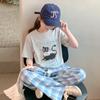 Novo Conjunto de Roupa Infantil Duas Peças para Meninas, Camiseta Fina de Manga Curta, Verão 2026, Conjunto Casual Estiloso para Crianças Maiores