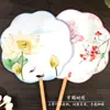 Ventoinha Hanfu em formato de flor, ventoinha feminina para dança antiga, pequena ventoinha redonda, ventoinha de rede vermelha com cabo longo DIY, suprimento para barraca de discoteca