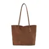 Bolsa de mão com padrão trançado retrô para mulheres, nova bolsa tote casual estilo coreano 2026, bolsa de ombro simples e de grande capacidade