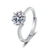 Anel de moissanite de simulação ao vivo vermelho de mão rápida transfronteiriça net 1 quilate seis garras anel de casamento fábrica atacado