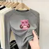 Camiseta casual de fleece com manga longa para outono e inverno para meninas, top estiloso e moderno, camiseta básica versátil de gola redonda para meninas