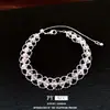Pulseira Redonda de Malha com Contas e Fecho de Cordão para Mulheres Levemente Luxuosa de Alta Qualidade na Moda Anel de Mão Design de Nicho Joia de Mão