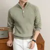 Suéter grosso com zíper parcial e gola alta para homens, nova moda outono e inverno 2026, solto, casual, tricô masculino quente